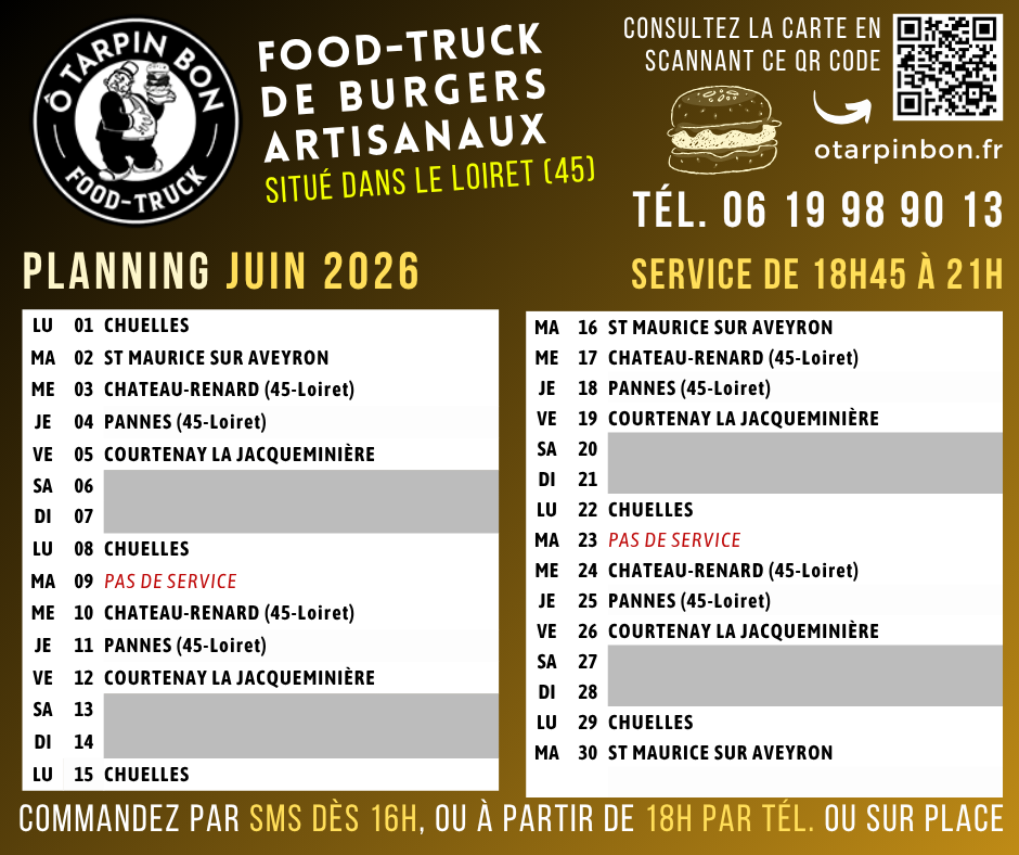 planning des emplacements du mois de juin